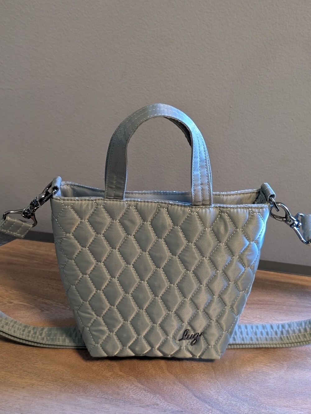 Lug Sage Green Quilted Tip Toe  Mini Tote crossbody Bag NWOT